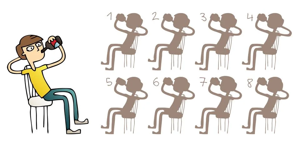 Boy Drinking Shadows Visual Game Stock Illustration