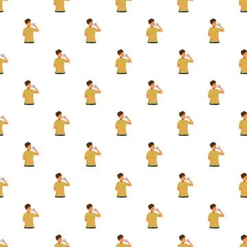 Boy drinking water seamless pattern background Stock Illustration