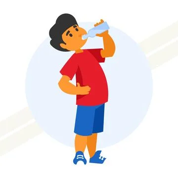 Boy-drinks-milk Stock Illustration