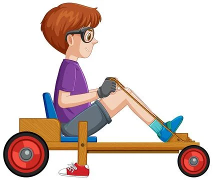 Boy driving Billy cart Stock Illustration