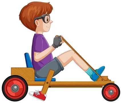 Boy driving Billy cart Stock Illustration