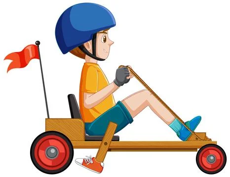 Boy driving Billy cart Stock Illustration