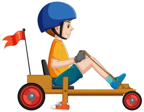 Boy driving Billy cart Stock Illustration
