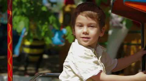 Boy Driving a Train Stock-Footage 26184460