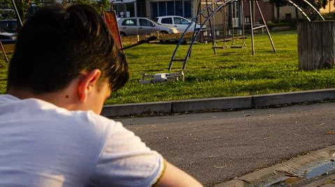 Boy with a drone Foto stock