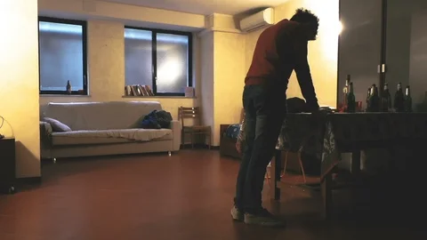 Boy Dropping on Sofa Video stock 87204094