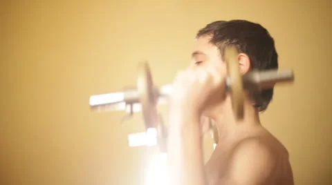 Boy, dumbbells Видео 983137