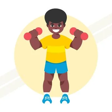Boy-with-dumbbells Stock Illustration