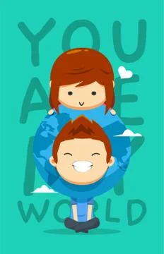 A boy with earth on his head Stock Illustration