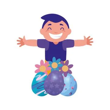 Boy with easter eggs Stock Illustration