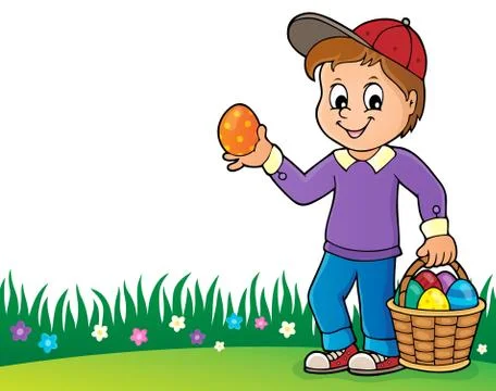Boy with Easter eggs theme image Stock Illustration