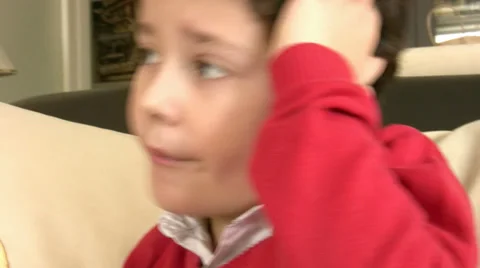Boy eating apple 3 Stock Footage 34317585