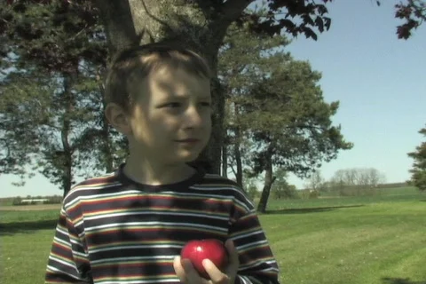 BOY EATING AN APPLE Stock-Footage 79029