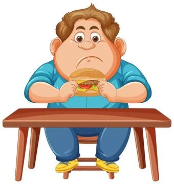 Boy Eating a Burger Stock Illustration