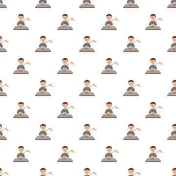 Boy eating food with a spoon pattern Stock Illustration