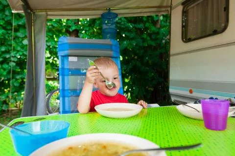 Boy eating. Stock Photos