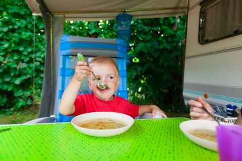 Boy eating. Stock Photos