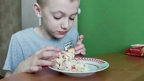 Boy eating pizza Stock Footage 209184830