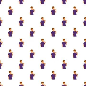 Boy eating pizza seamless repeating pattern Stock Illustration