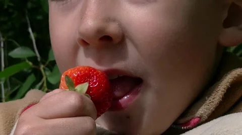 Boy eating strawberry 動画素材 51458479