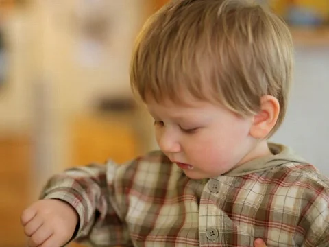 Boy eating yoghurt Stock Footage 333798