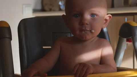 The boy eats dirty, laughs and smiles. happy family childhood dream concept. the Stock-Footage 246602408