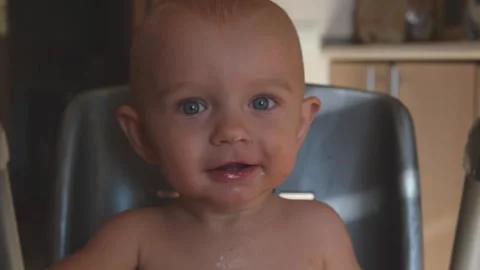 The boy eats dirty, laughs and smiles. happy family childhood dream concept. the Stock-Footage 247181660