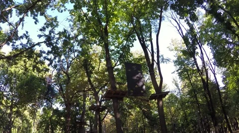 A boy of eight years, climbing equipment at high altitude. Stock-Footage 59144118