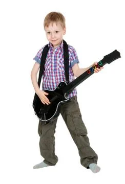 The boy with the electronic guitar Stock Photos