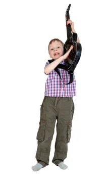 The boy with the electronic guitar Stock Photos
