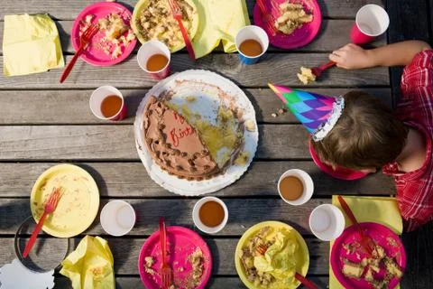 Boy at the end of a party Foto stock