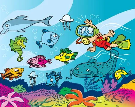 The boy is engaged diving Stock Illustration