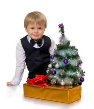 The boy enjoys the gift Stock Photos