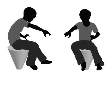 Boy in Everyday Eating pose Stock Illustration