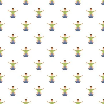 Boy exercising squatting pattern seamless background Stock Illustration