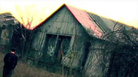 Boy Explores Abandon House Stock Footage 26208375