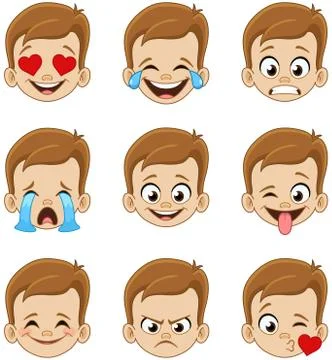 Boy face emoji expressions Stock Illustration