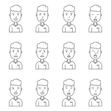 Boy face expressions, set collection Stock Illustration