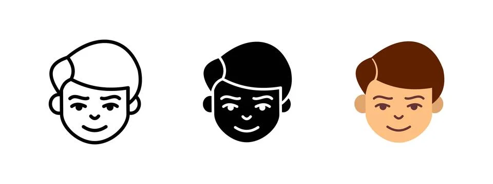 Boy face icon. Smiling child avatar symbol. Cartoon-style vector illustrati.. Stock Illustration
