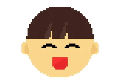 Boy face illustration in pixel style 2 Stock Illustration