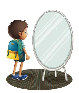 A boy facing the mirror Ilustración de archivo