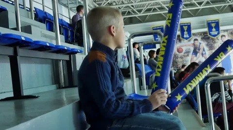 Boy Fan Sits at the Stadium Stock Footage 68368227