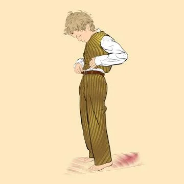 Boy fastens a button. Illustration of Boy Dressing Stock Illustration