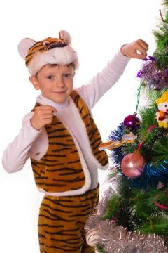 The boy on a feast of new year Stock Photos