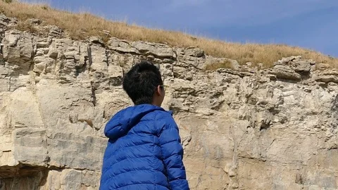 Boy feel happy on the hill Stock Footage 70623971