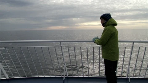 Boy Ferry on Front 1 Stock Footage 129880262