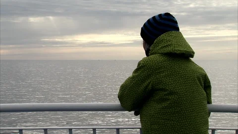 Boy Ferry Front Zoom Stock Footage 129880054