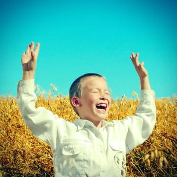 Boy in the Field Foto stock