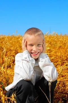 Boy In The Field Stock Photos