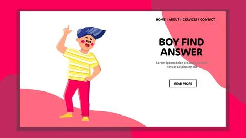 Boy Find Answer At Teacher Lesson Question Vector Stock Illustration